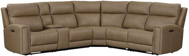 Liberty Furniture Camden 6-Piece Aline Toast Leather Leather Power Reclining Curved Sectional-0