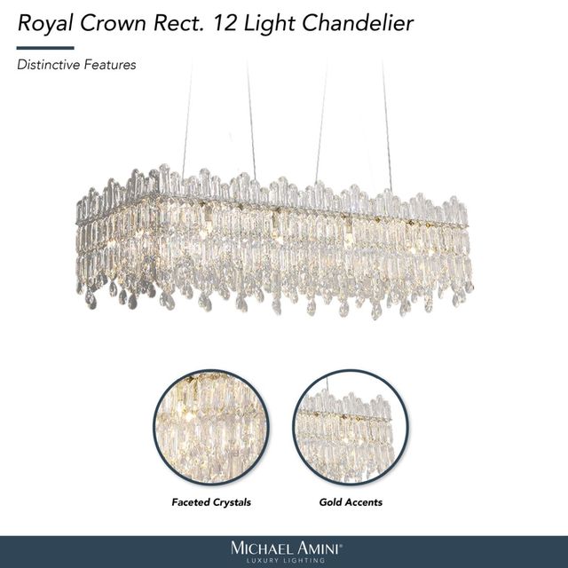 Michael Amini® Royal Crown Clear 12-Light Rectangular Chandelier-3