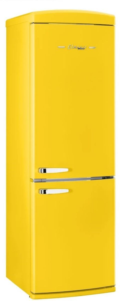 Unique® Appliances Classic Retro 24" 11.7 Cu. Ft. Canary Yellow Counter Depth Bottom Freezer Refrigerator-1