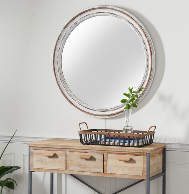 Deco Marche White Beaded Wall Mirror-4