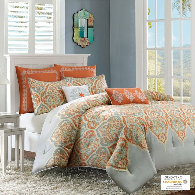 Olliix by Madison Park Orange King/California Nisha Comforter Set-0