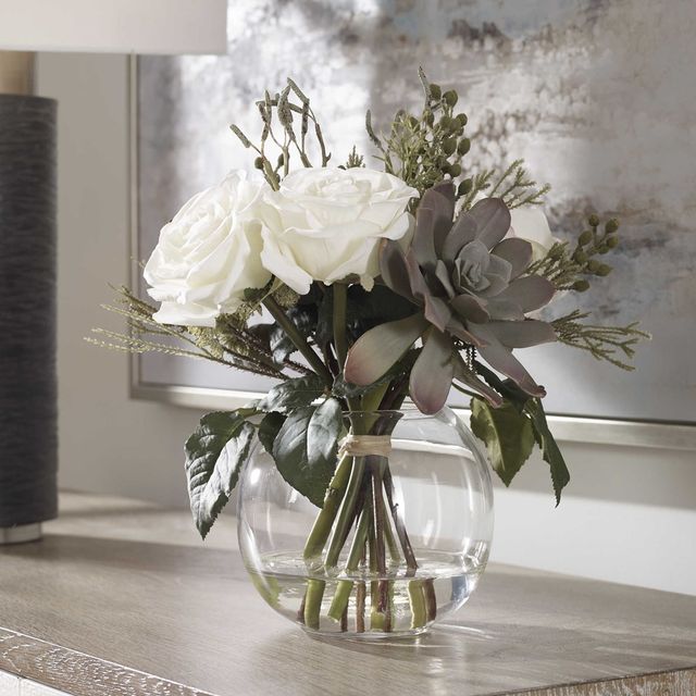 Uttermost® Belmonte Cream Floral Bouquet and Vase-1