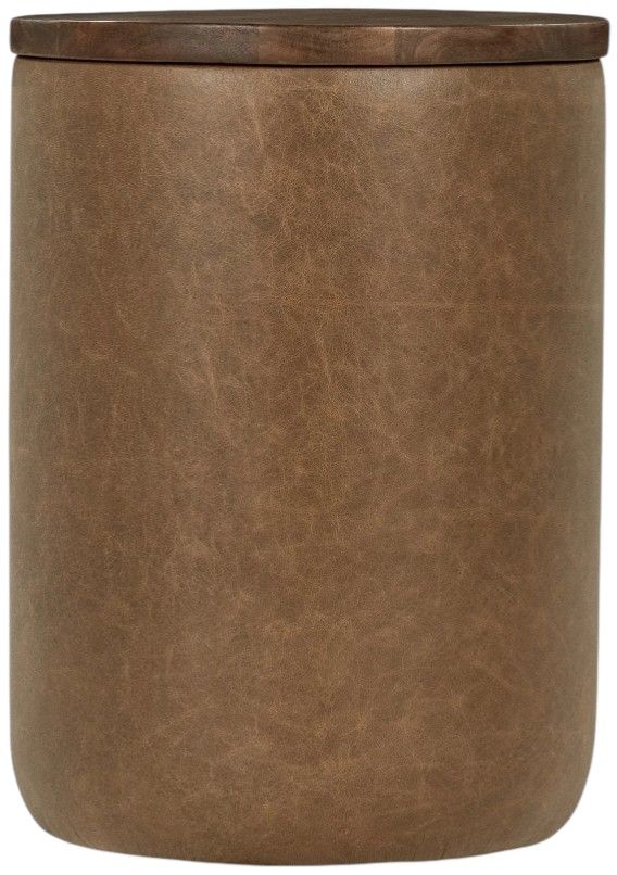 Classic Home Andra Tan Leather Round Accent Table-0