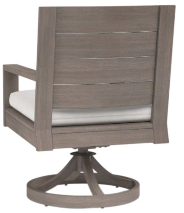 Sunset West Laguna Driftwood Aluminum Outdoor Dining Swivel Rocker with Canvas Flax Cushion-2