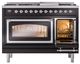 Ilve® Nostalgie II Noblesse 48'' Glossy Black Pro Style Dual Fuel Range with Chrome Trim-4