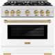 ZLINE Select Autograph Edition 36" Satin Stainless Steel Convection Pro Style Gas Range with White Matte Door and Champagne Bronze Accents-0