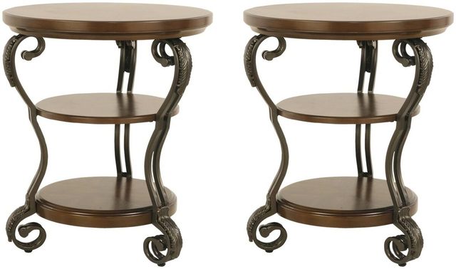 Signature Design by Ashley® Nestor 2-Piece Medium Brown Living Room Table Set-0