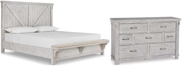 Signature Design by Ashley® Brashland 2-Piece White King Panel Bed Set-0