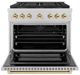 ZLINE Autograph Edition Paramount 36" 5.2 Cu. Ft. Satin Stainless Steel Gas Range with 6 Burner DuoPro™ Cooktop and Convection Gas Oven with Polished Gold Accents-1