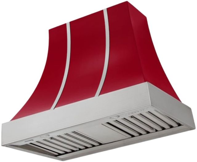 AGA Cascade 36" Piccadilly Red Wall Mounted Range Hood  with Brushed Nickel Trim-0