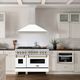 ZLINE Autograph Edition 48" Fingerprint Resistant Satin Stainless Steel Convertible Wall Mounted Range Hood with White Matte Shell and Champagne Bronze Handle-1
