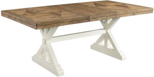 front view of the Elements International Park Creek Chestnut Dining Table with Antique White Base