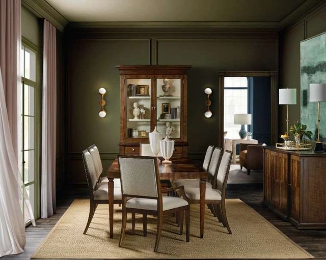Hooker® Furniture Archives Classic Walnut/Curate Wheat Upholstered Dining Arm Chair-1