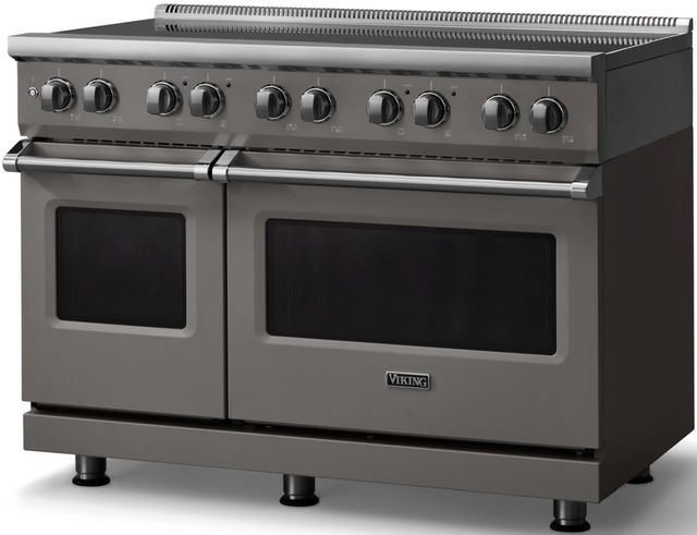 Viking® 5 Series 48" Damascus Gray Pro Style Induction Range with Polished Chrome Trim-2