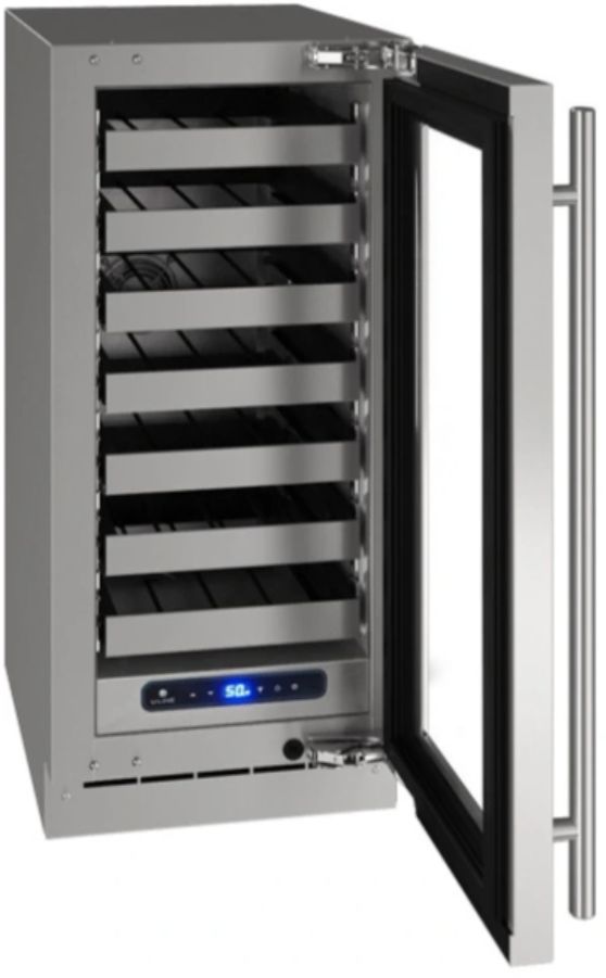 U-Line 5 Class Collection 15” 2.9 Cu. Ft. Stainless Steel Wine Cooler with Reversible Hinge Glass Door-2