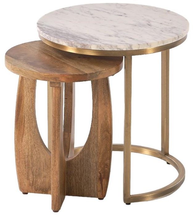 Jaipur Furniture Vaasa Antique Brass Nesting Table -0