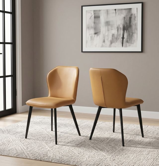 Cramco Vina Camel/Matte Black Dining Side Chair-2