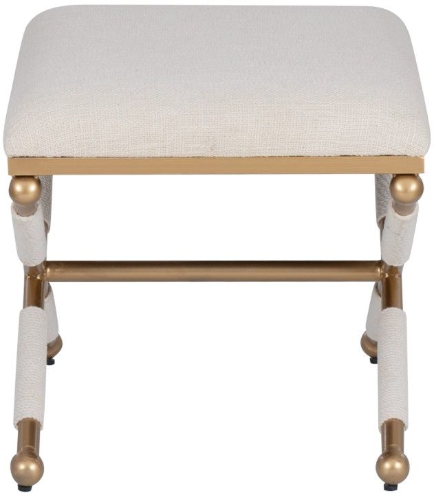 Linon Campaign Gold/Oatmeal Accent Stool-3