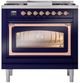 Ilve® Nostalgie II Noblesse 36'' Midnight Blue Pro Style Dual Fuel Range with Copper Trim-1
