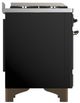 Ilve® Majestic III 48" Glossy Black Pro Style Dual Fuel Natural Gas Range with Solid Door and Burnished Trim-4