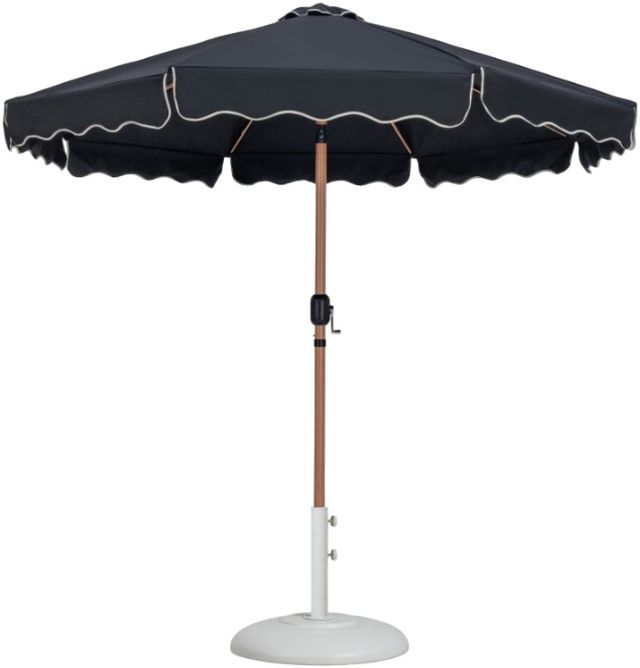 Meridian Furniture Amalfi Black/Teak/White Aluminum Outdoor Patio Umbrella and Round Base-0