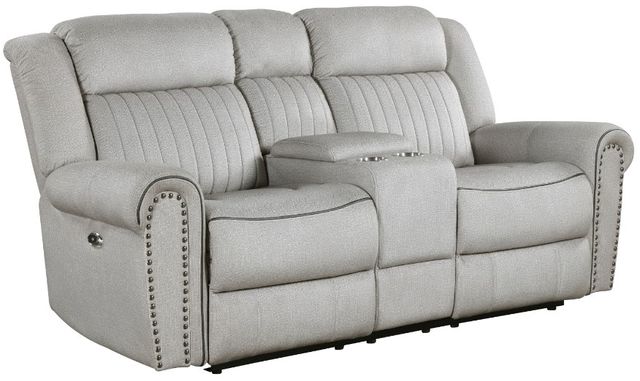 Homelegance® Brennen Mist Power Double Reclining Loveseat with Console-0
