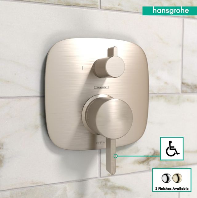 Hansgrohe Ecostat Brushed Nickel Pressure Balance Trim S with Diverter-2
