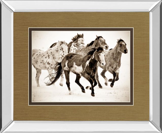 Classy Living Run Carol Walker Painted Horses Mirror Framed Wall Art-0