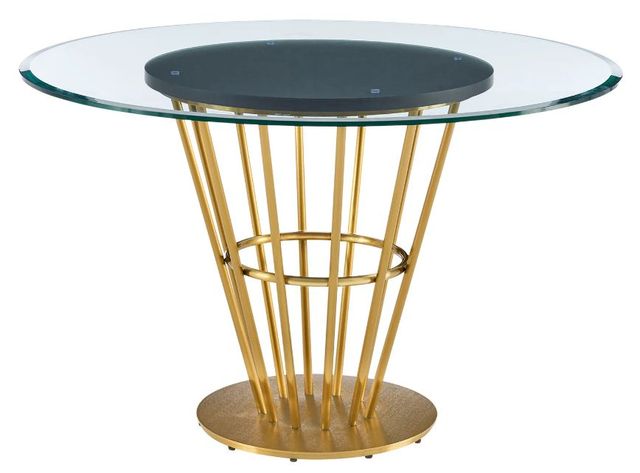 Armen Living Veronica Glass Top Round Dining Table with Gold Base-0