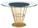 Armen Living Veronica Glass Top Round Dining Table with Gold Base-0