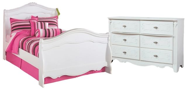 Signature Design by Ashley® Exquisite 2-Piece White Twin Sleigh Bed Set-0