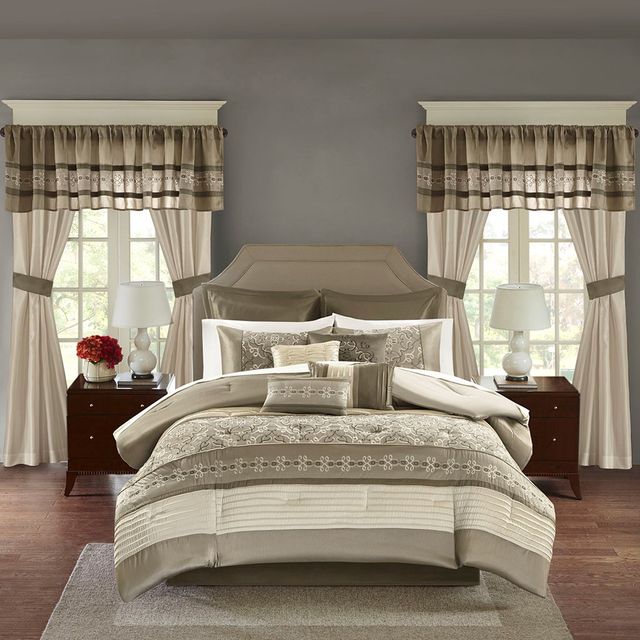 Olliix by Madison Park Essentials 24 Pieces Natural California King Jelena Room in a Bag Set-1