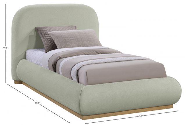 Meridian Furniture Vaughn Mint Twin Chenille Fabric Upholstered Panel Bed-3