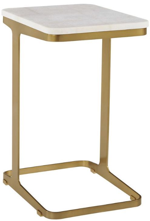 Uttermost® Tylan Brass/White Marble Accent Table-0