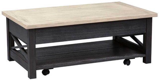 Liberty Furniture Heatherbrook Ash Lift Top Cocktail Table with Charcoal Base -0
