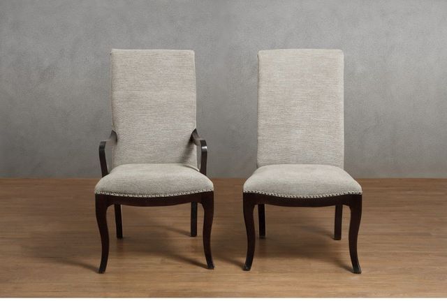 Mazin Furniture Savion Beige/Espresso Dining Room Arm Chair-2
