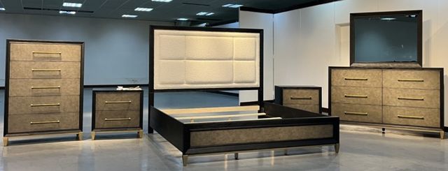 Crown Mark Payson Black Upholstered Panel Bed-1
