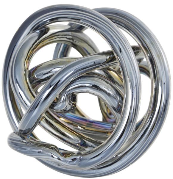 Deco Marche 3-Piece Dark Gray Glass Iridescent Knotted Ball Decorative Sculpture Set-2