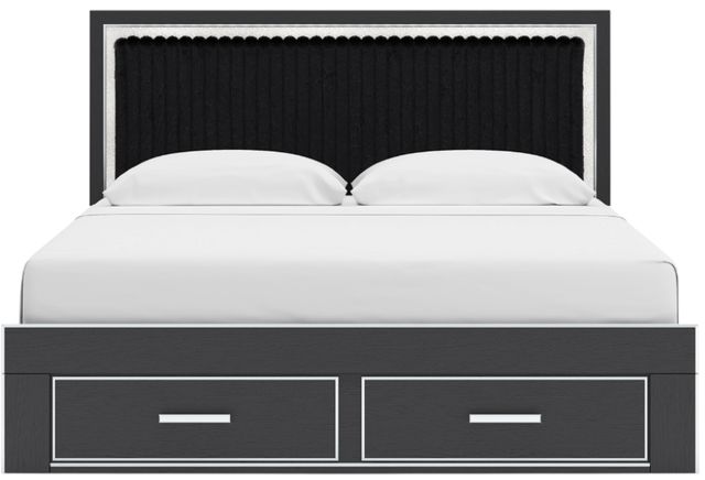 Signature Design by Ashley® Zuraleus Matte Black King Upholstered Panel Storage Bed-3