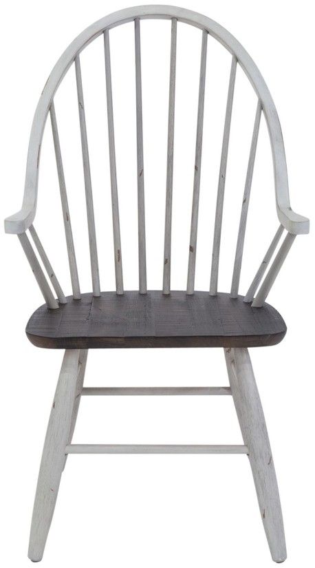Liberty Furniture Farmhouse Brown/White Windsor Back Arm Chair-2