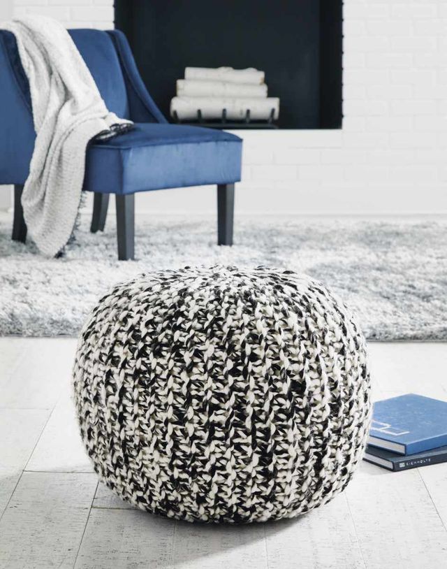 Signature Design by Ashley® Latricia Black/White Pouf-1