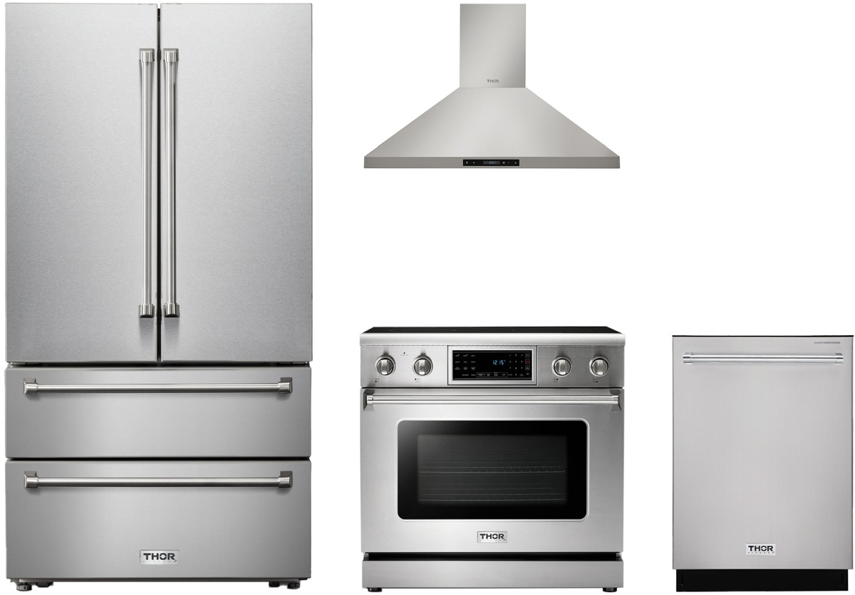 4 piece black stainless steel kitchen appliance package clearance