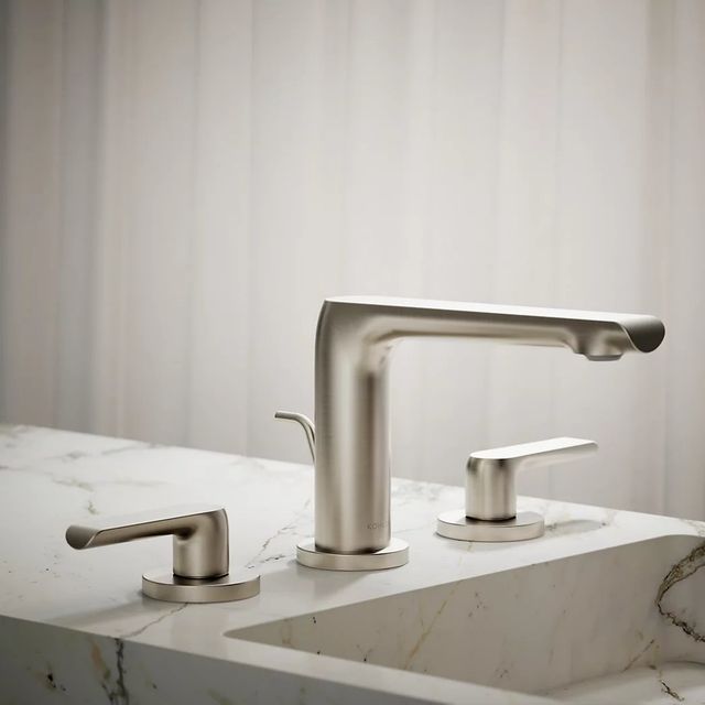 KOHLER® Avid® Vibrant Brushed Nickel Widespread Bathroom Sink Faucet-3