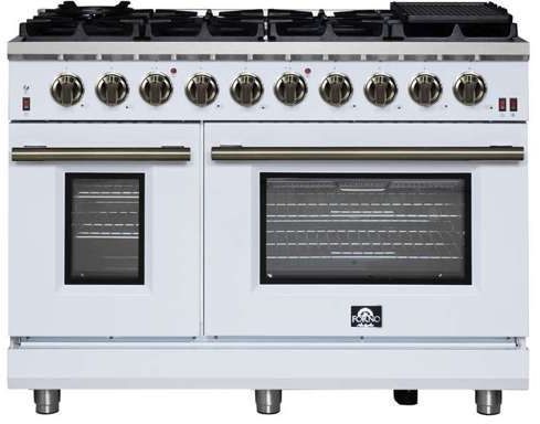 FORNO® Massimo Series Alta Qualita 48" White Pro Style Gas Range-0