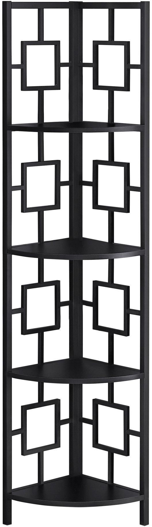 Monarch Specialties Inc. Black 62" Metal Corner Etagere Bookcase-1