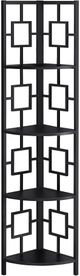 Monarch Specialties Inc. Black 62" Metal Corner Etagere Bookcase-1