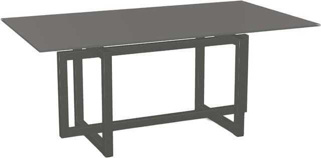 Amisco Customizable Ezra Taupe Glass Rectangular Dining Table Top with Metal Base-0