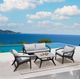 Armen Living Brighton 4-Piece Dark Eucalyptus/Grey/White Outdoor Patio Seating Set-4