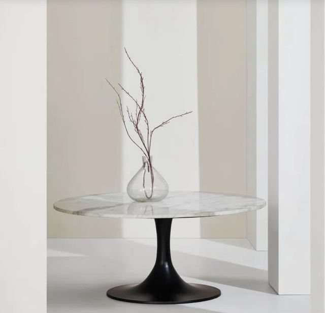 Renwil® Loveada White Marble Top Coffee Table with Matte Black Base-3