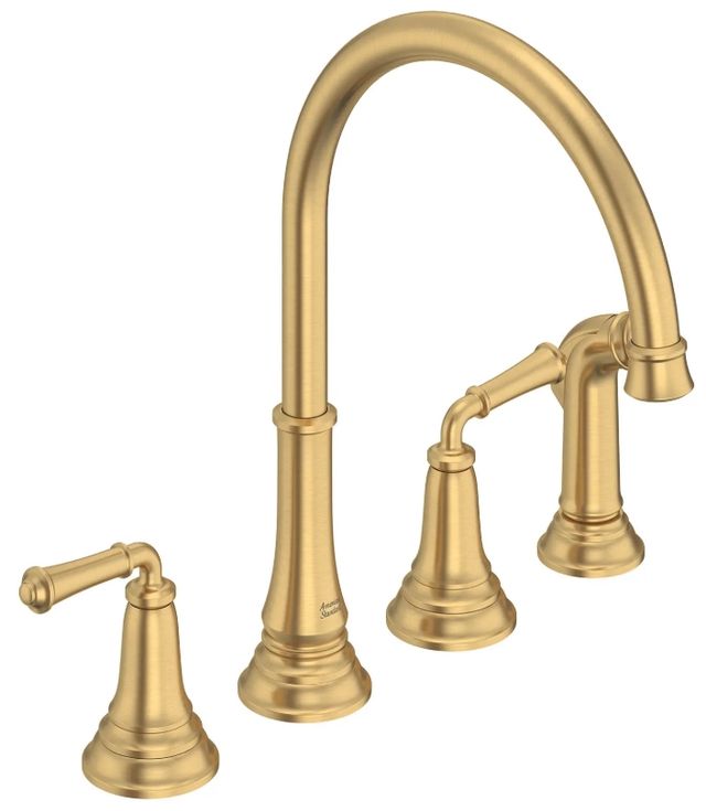 American Standard Delancey® Brushed Cool Sunrise 2-Handle Widespread Kitchen Faucet with Side Spray-0